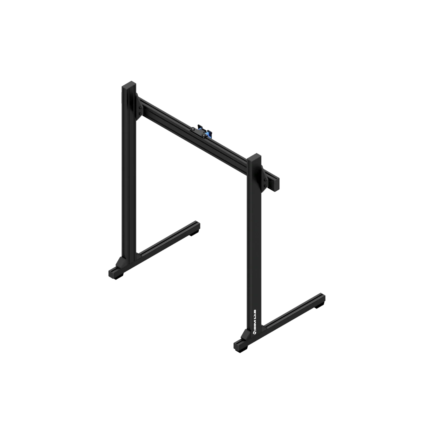 Sim racing monitor mount with sturdy frame to minimize flex under load.