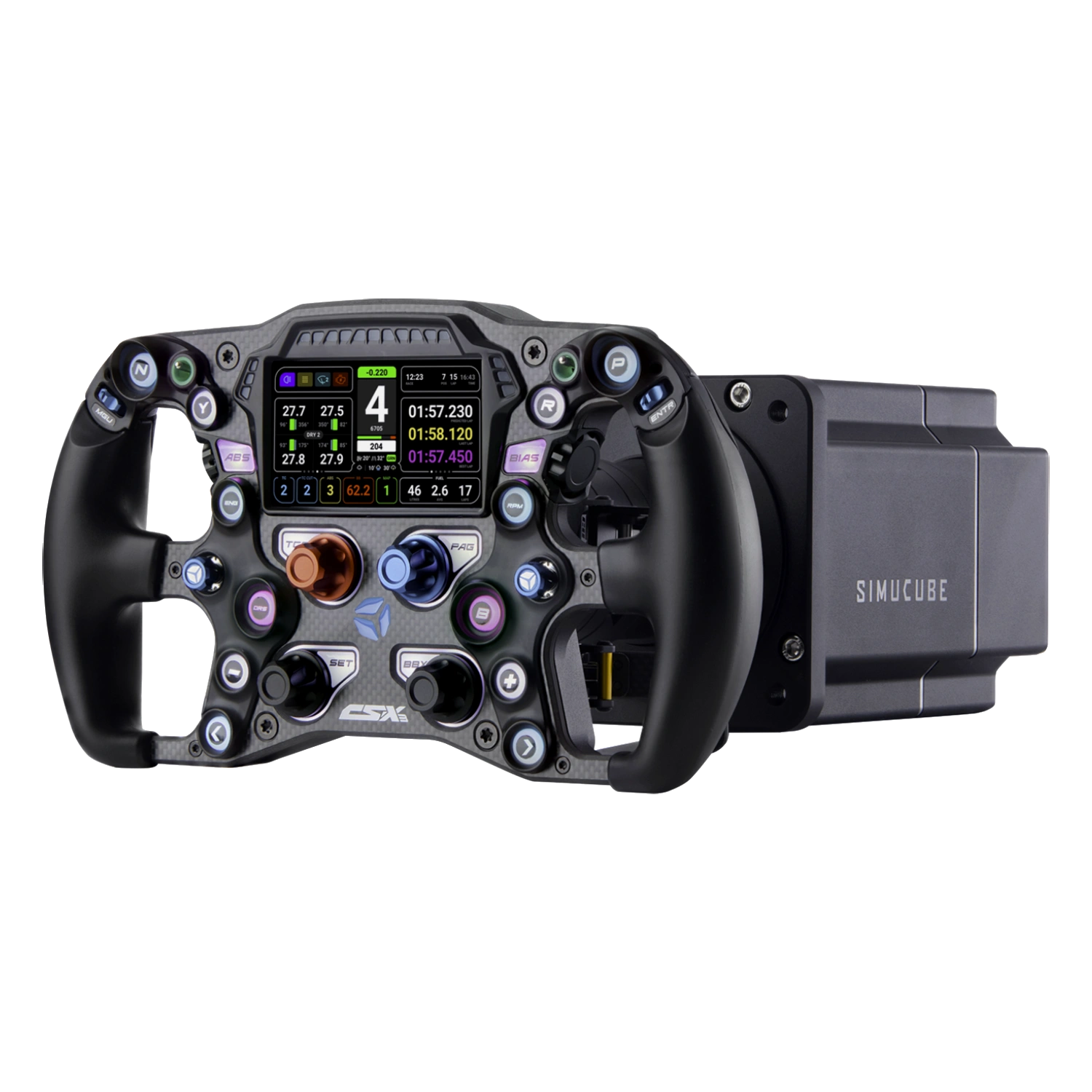 GPerformance_BUNDLE_2024_Simucube_2_Pro_Direct_Drive_Wheelbase_+_Cube_Controls_Formula_CSX-3_steering_wheel_isometric_view