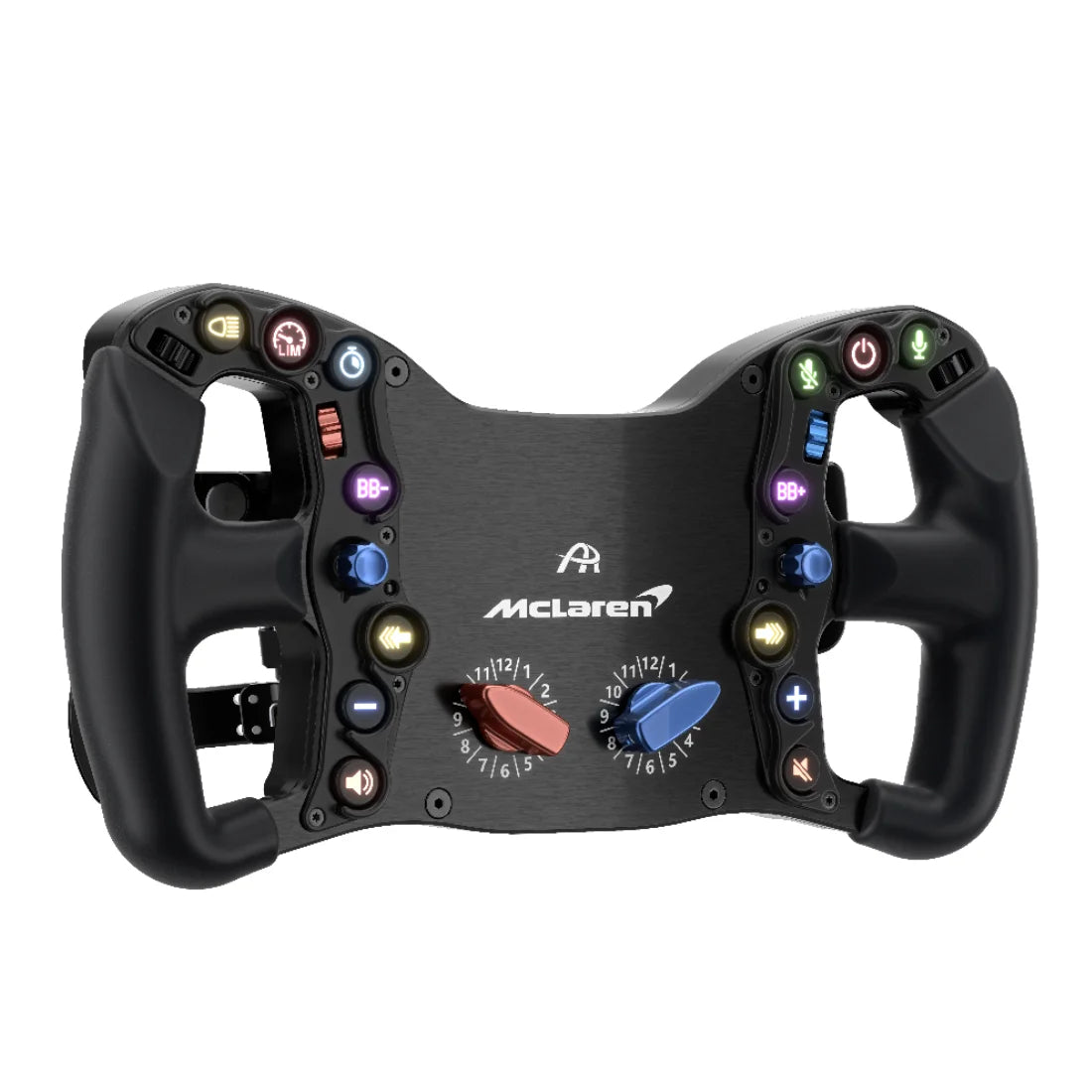 Ascher Racing McLaren Artura Pro steering wheel with official SimHub integration and 300mm diameter for sim racing enthusiasts.