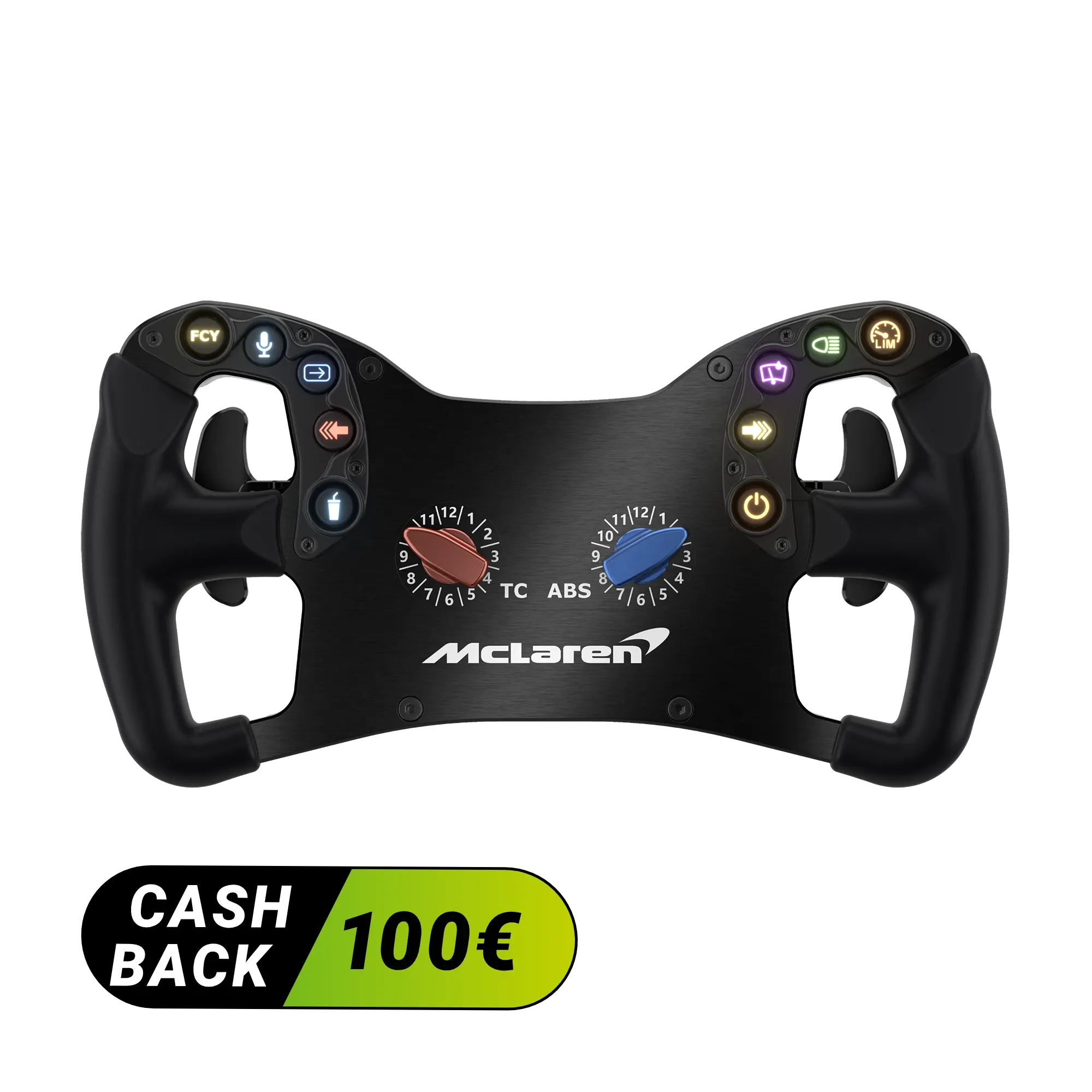 Ascher Racing McLaren Artura GT4 steering wheel with cashback offer, 300mm diameter, USB PC connection