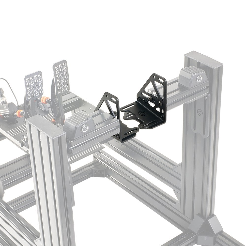 Asetek SimSports® Side Mount with Tilt for adjustable wheelbase mounting on racing simulator, featuring t-slots and 10-degree tilt.