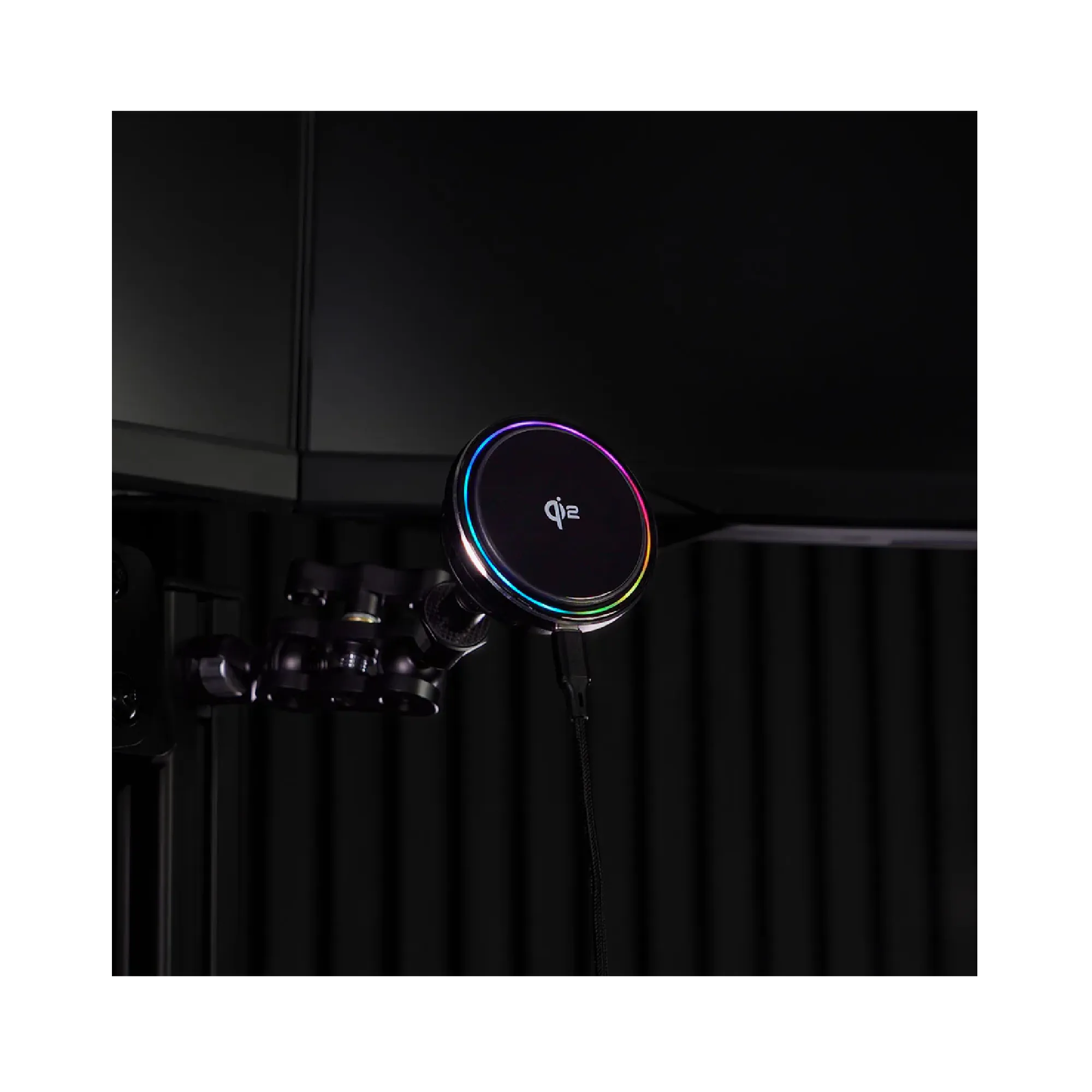 BavarianSimTec PitPower MagLock magnetic iPhone mount with built-in fast charging, perfect for sim racing rigs, supports MagSafe.