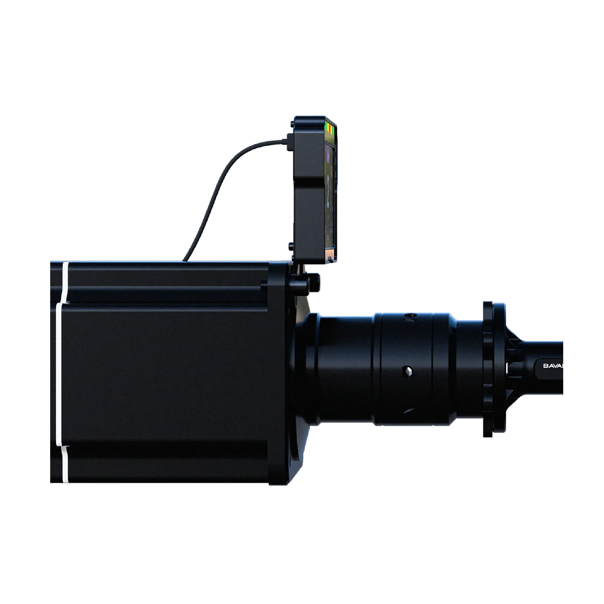 BavarianSimTec DDU5 műszerfal kijelző CNC alumínium házzal és MagicArm rögzítési kompatibilitással. Könnyű és kompakt kialakítás szimulátoros versenyzéshez.