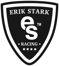 Logo of Erik Stark Racing with shield design and es initials.