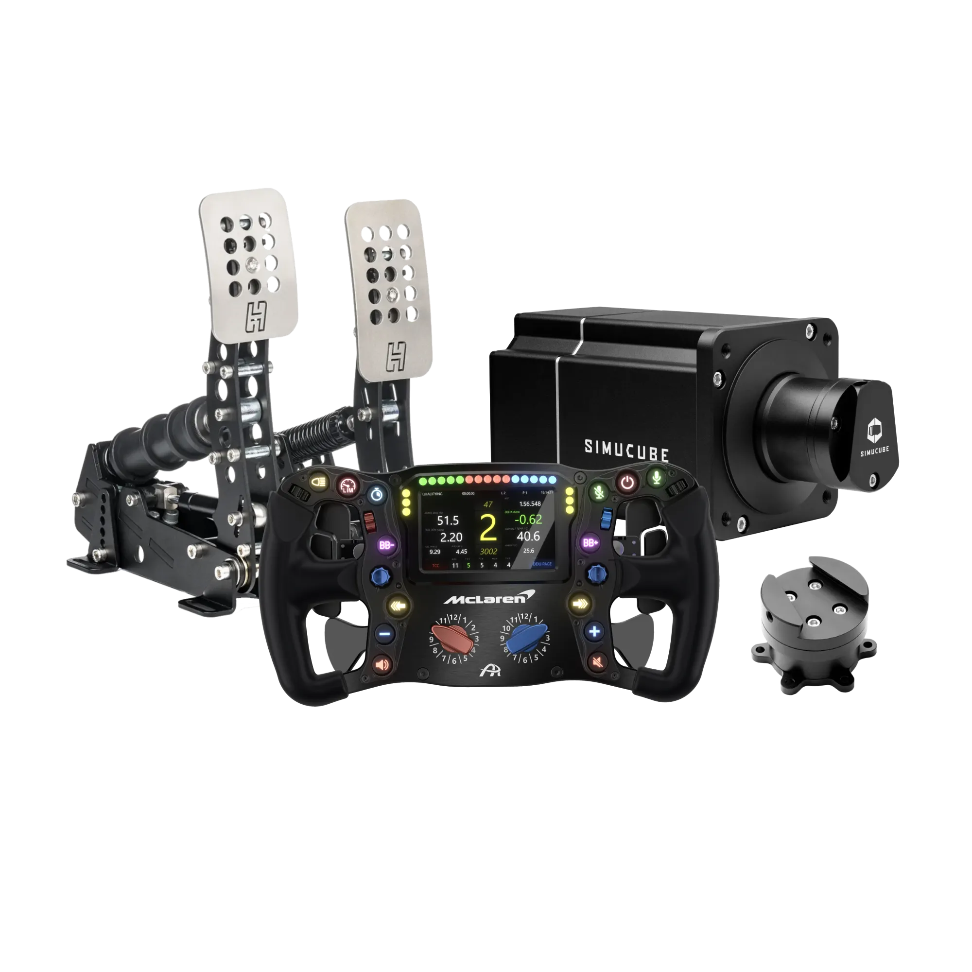 Simucube 2 Pro + AR McLaren Artura Ultimate + Heusinkveld Ultimate+ bundle with racing wheel and pedals.