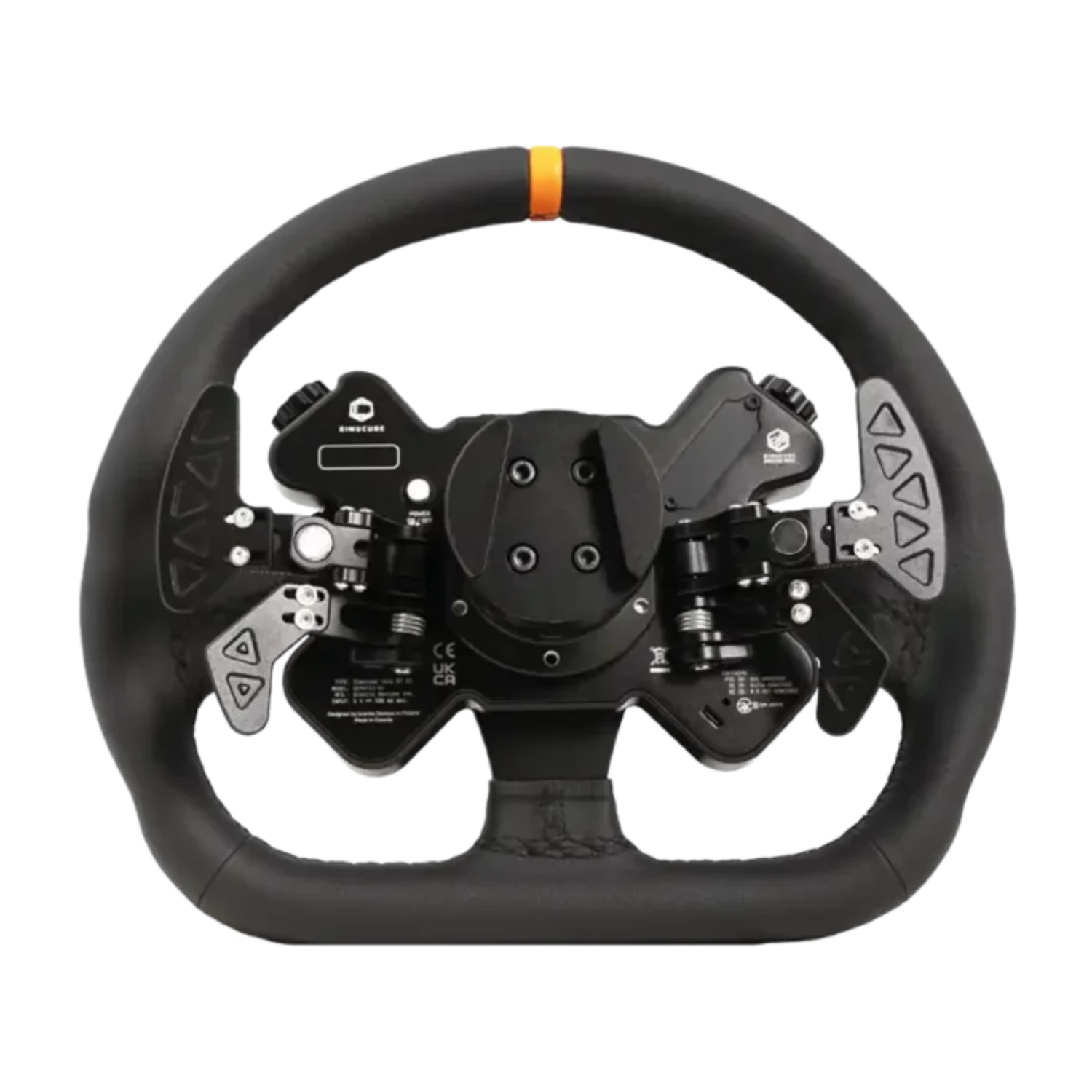 Simucube Valo GT-23 Leather Version sim racing wheel with premium leather grip, LED lights, and magnetic shifters.