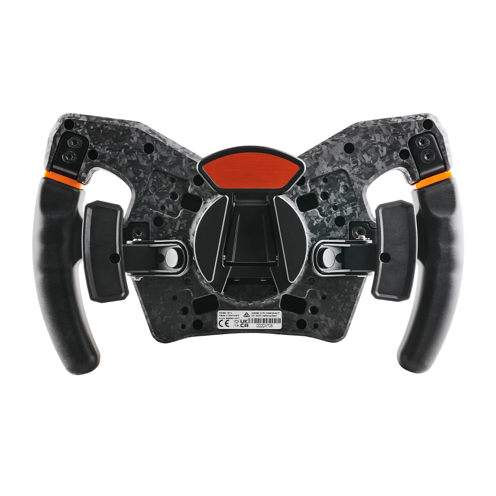 Asetek La Prima™ Formula Steering Wheel featuring customizable buttons, encoders, and paddles for enhanced racing performance.