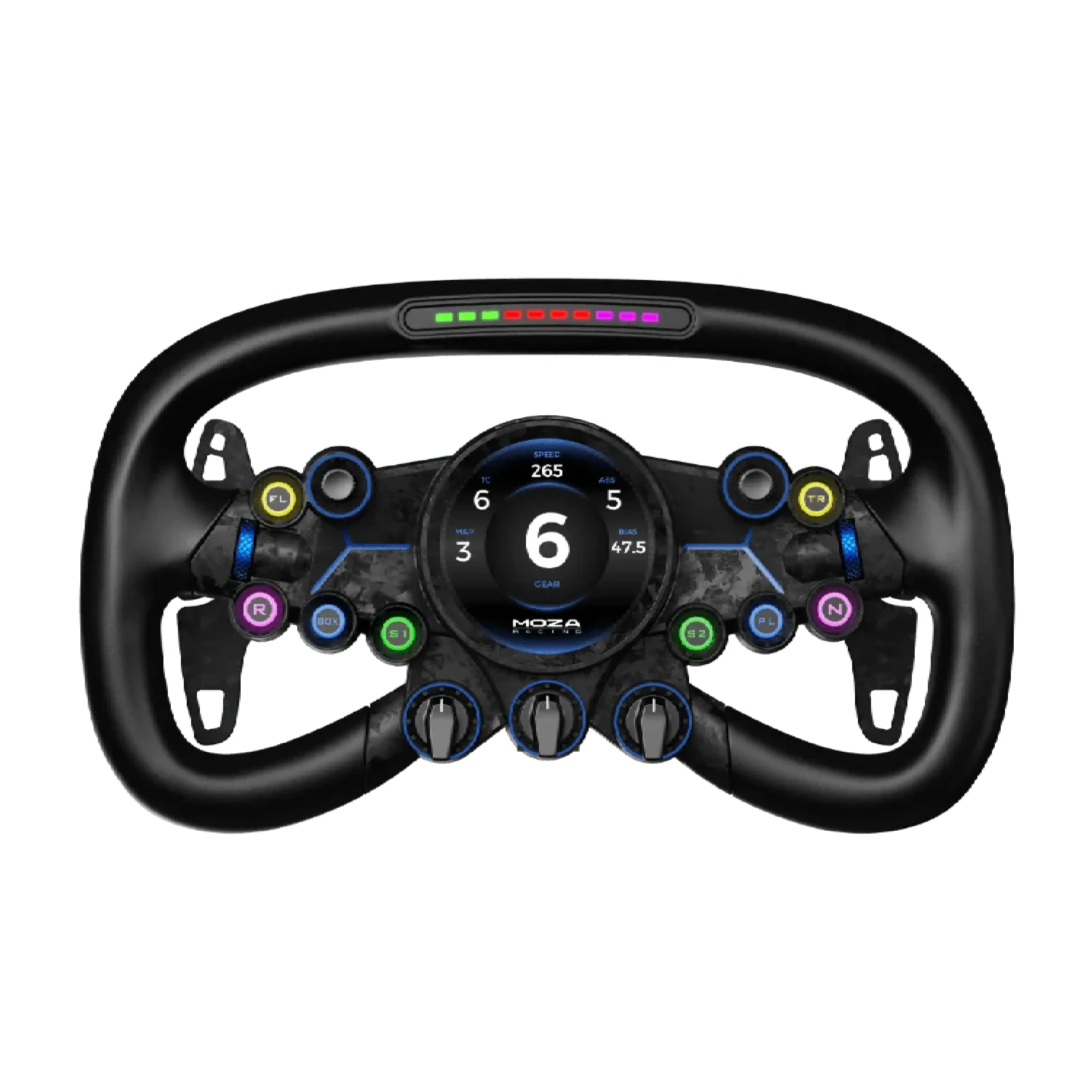 MOZA Vision GS Steering Wheel with HD screen and RPM indicators