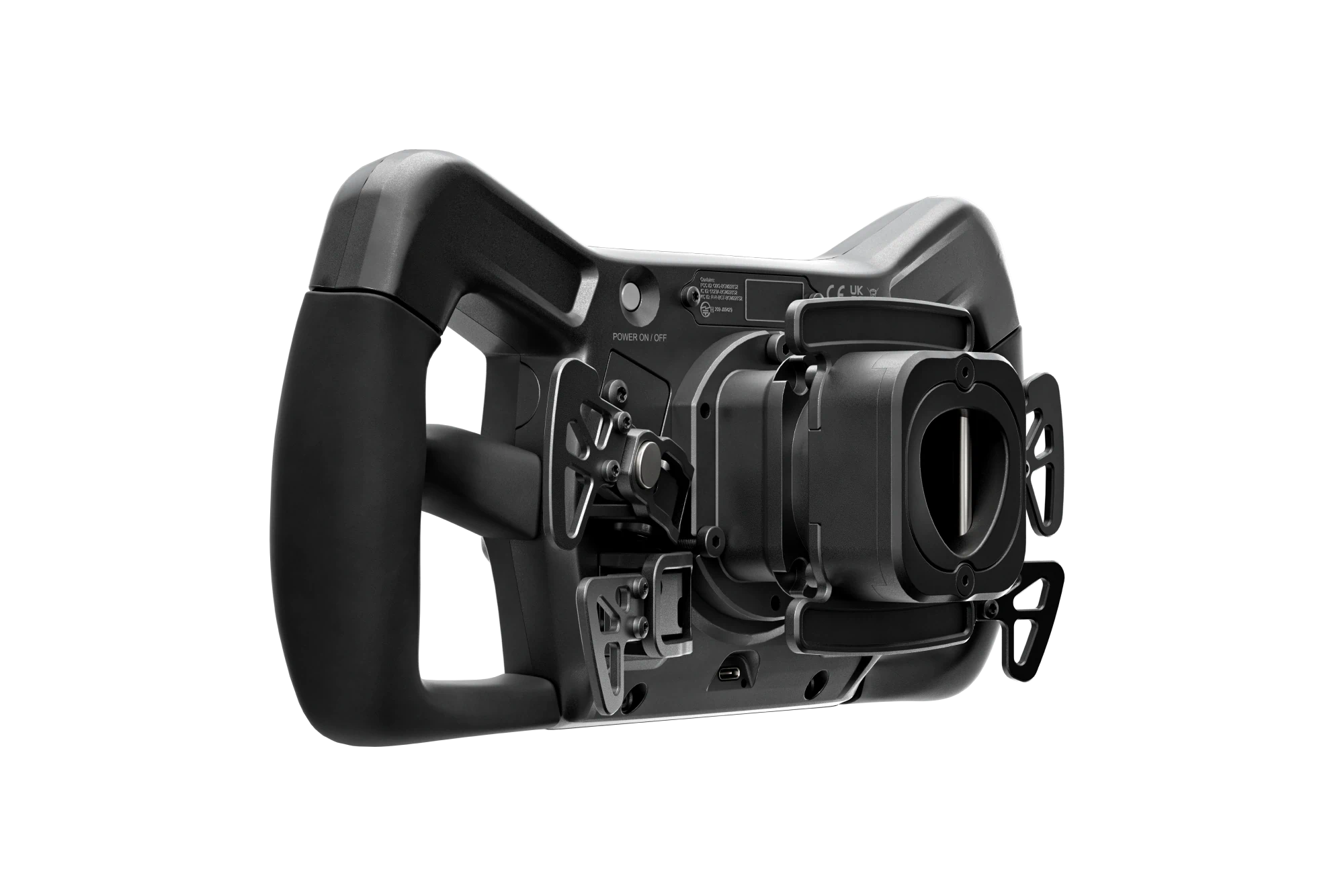 Simucube Savu Sport GT wheel with full-metal frame, 12 RGB buttons, and quick release system for racing.