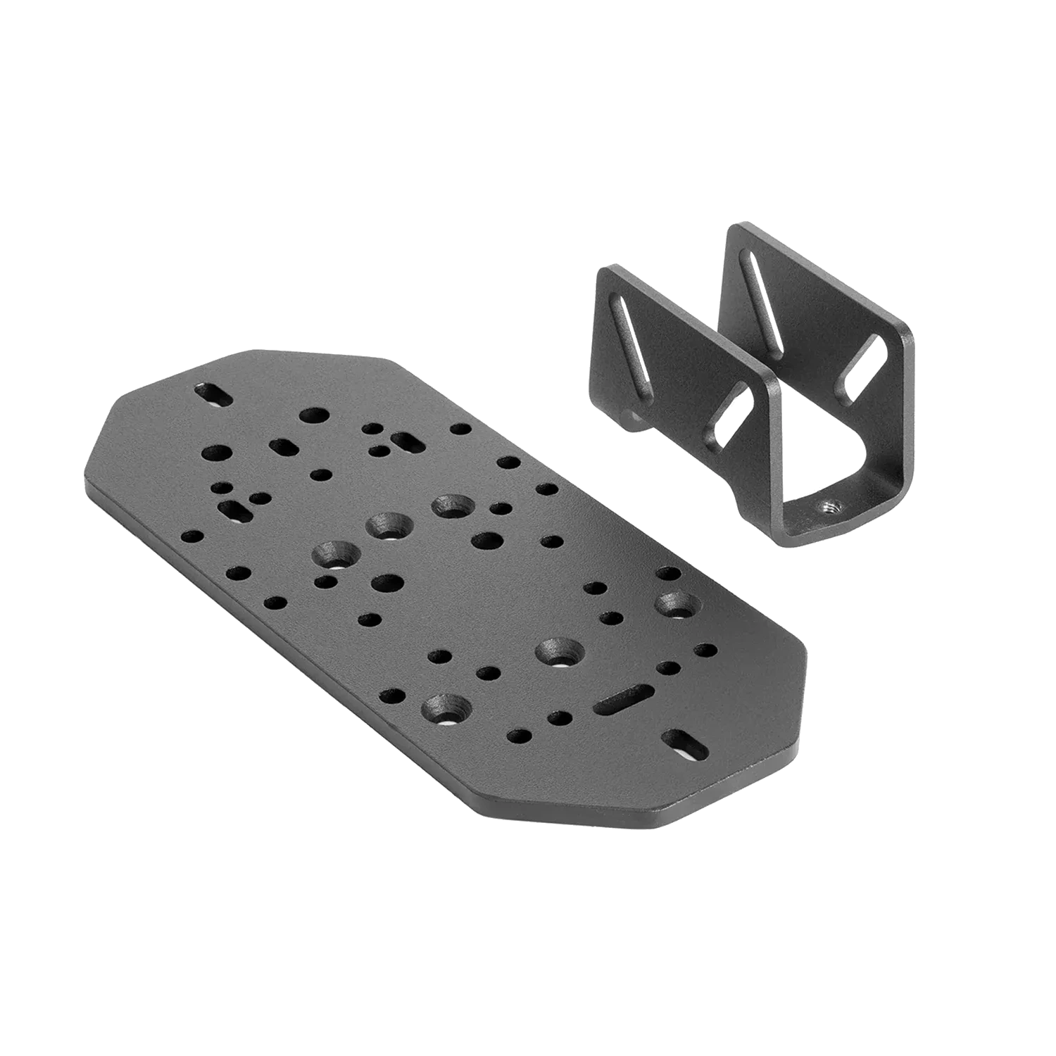 Sim-Lab Shifter & HB bracket with mounting plate for 40 mm aluminium profile, compatible with various handbrakes and shifters.