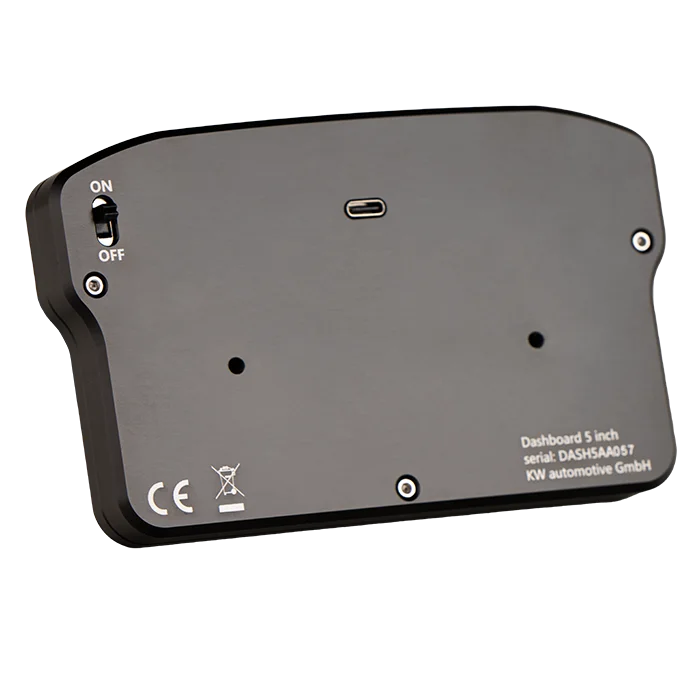 Back view of Ascher Racing Dashboard with on-off switch and USB port, featuring premium design for optimal sim racing performance.