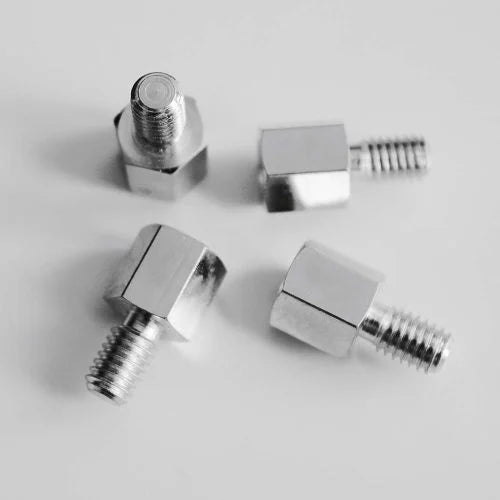 Spacers for monitor offset (set of 4) in silver, ideal for VESA mount adjustment with M4x10mm screws.