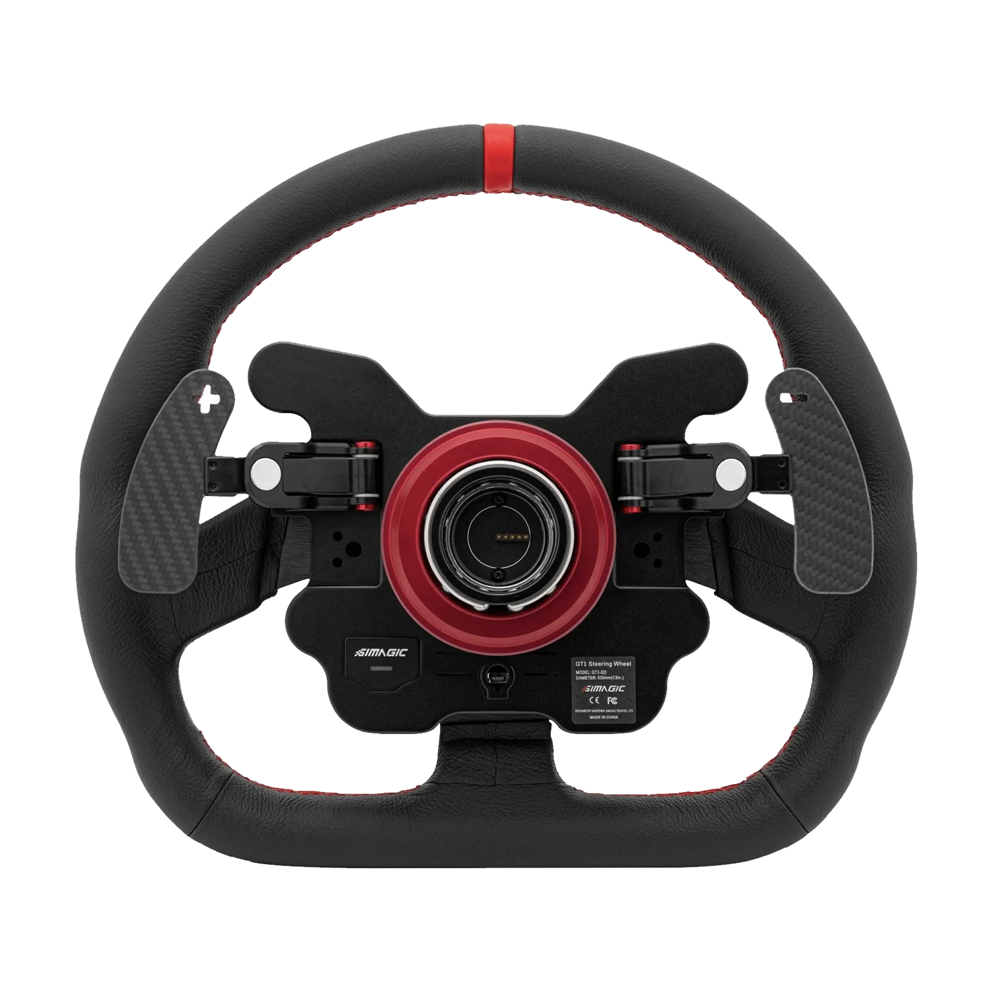 Simagic GT1-SD steering wheel with magnetic paddle shifters, ideal for sim racing in GT, touring, and endurance disciplines.