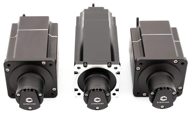 Simucube 2 vs Fanatec DD2: Which should I buy? Image of three Simucube 2 Pro wheelbases for sim racing comparison.