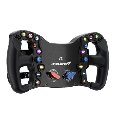 Ascher Racing McLaren Artura Pro steering wheel with official SimHub integration and 300mm diameter for sim racing enthusiasts.