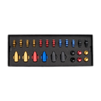 Ascher Racing Knob Kit Pro, aluminum steering wheel customisation for Esports in black, red, blue, and gold finishes.