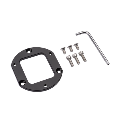 Ascher Racing Simucube 3 Quick Release Mounting Adapter with screws and wrench, CNC machined aluminum, compatible with Ascher Racing wheels.