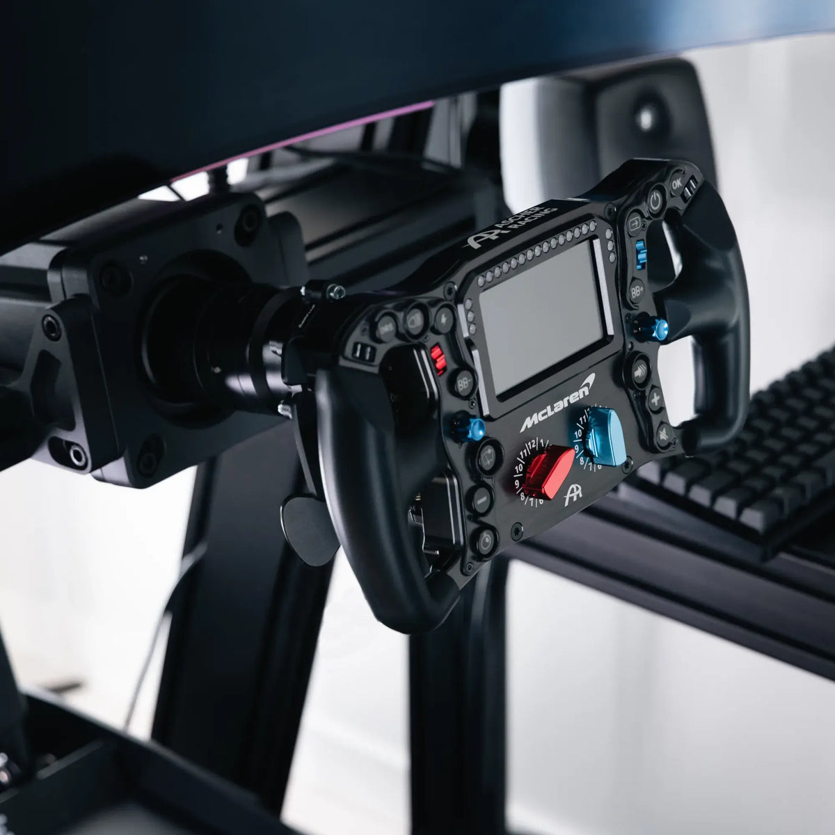 Ascher Racing McLaren Artura Ultimate simulated racing wheel with 4-inch display, identical to McLaren Artura GT4, 300mm diameter