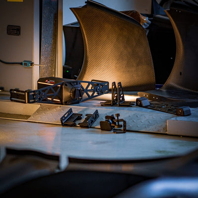 Asetek SimSports® Front Mount with versatile mounting options and sturdy design for Direct Drive wheelbase attachment.