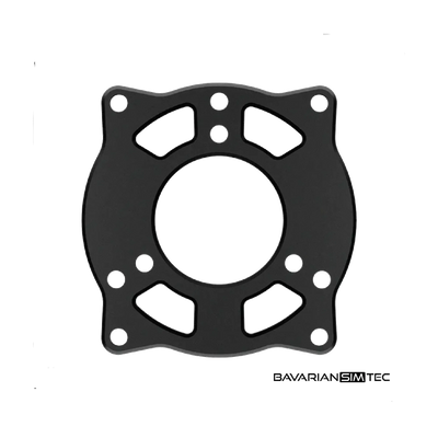 BavarianSimTec Mounting Plate (5 mm) designed for Alpha steering wheel with precision-cut holes for easy installation.