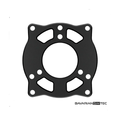 BavarianSimTec Mounting Plate (5 mm) designed for Alpha steering wheel with precision-cut holes for easy installation.