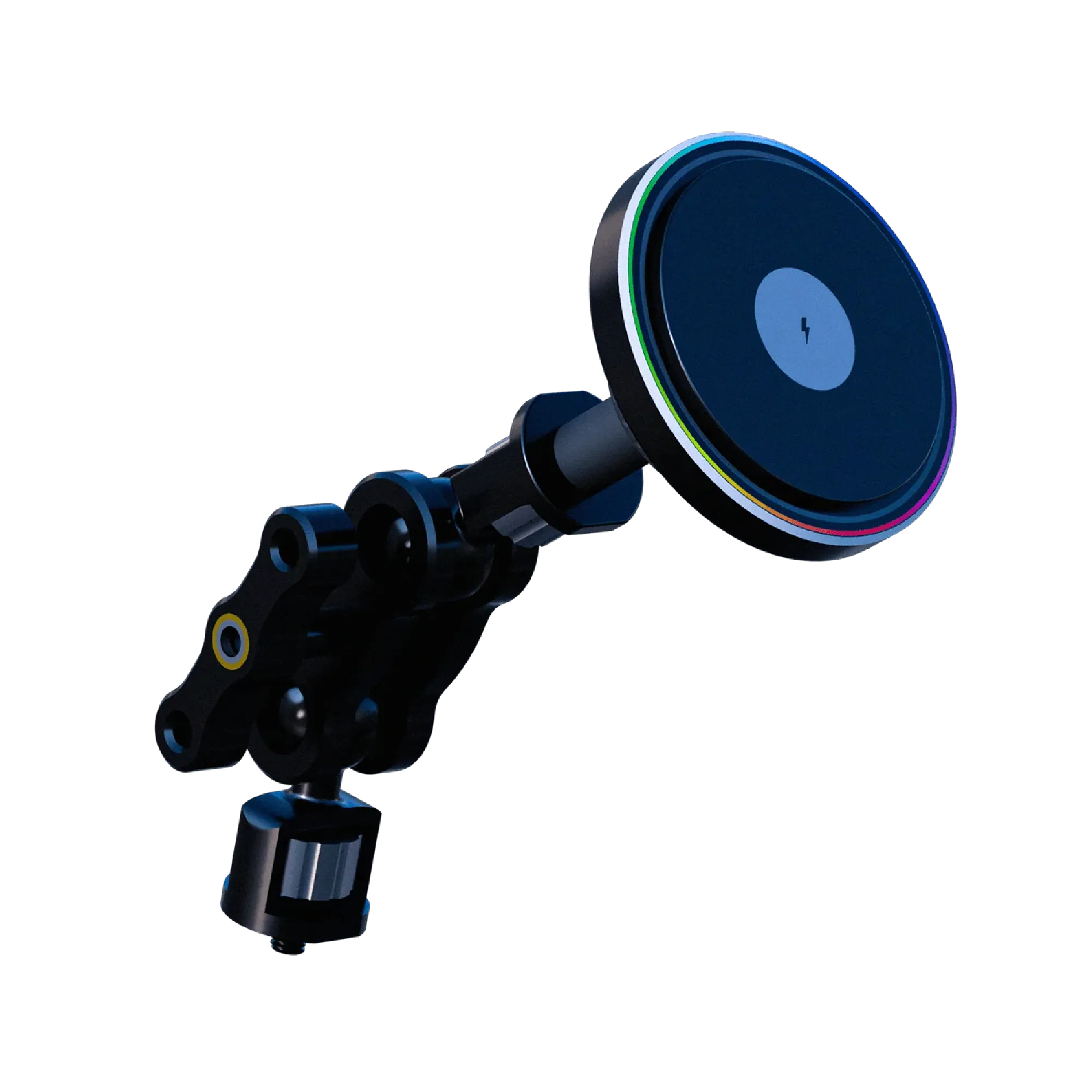 BavarianSimTec PitPower MagLock magnetic iPhone mount with 15W wireless charging, adheres to MagSafe standards, ideal for sim racing setups.