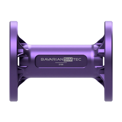 Purple BavarianSimTec Spacer with 70mm bolt pattern for steering wheels and wheelbases, showcasing quality design and strength.