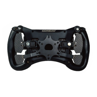 Conspit 300 GT sim racing wheel with carbon fiber structure and magnetic shifters, 300mm diameter, designed for GT and formula racing.