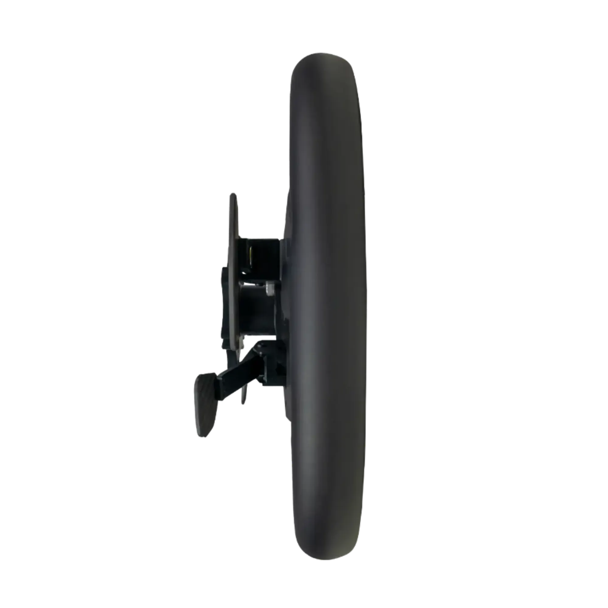 Boční pohled na Conspit 310 APEX (CDR), který ukazuje celokovovou pevnou konstrukci volantu a ergonomické prvky.