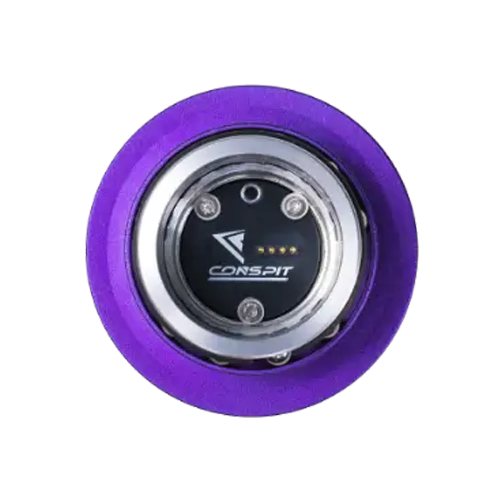 Conspit CDR Quick Release zur Montage von Lenkrädern an eine Conspit Wheelbase, unverzichtbar und separat erhältlich, dargestellt in Lila und Schwarz.