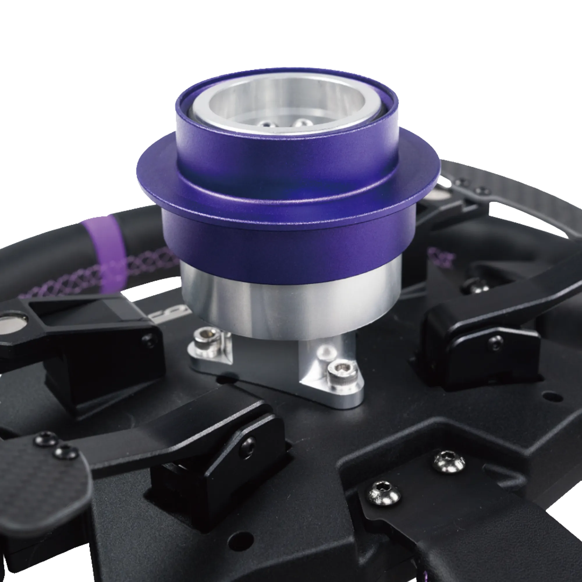 Conspit CDR Quick Release zur Montage eines Lenkrads an eine Wheelbase, in Lila mit Metallic-Finish dargestellt, unverzichtbar für das Setup.