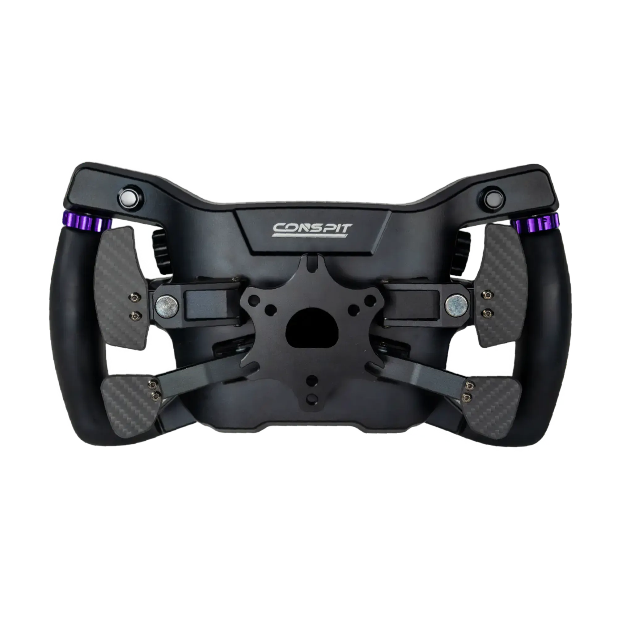 Conspit MAX 01 sim racing wheel with SimHub-compatible display and customizable RGB lighting for serious sim racers.