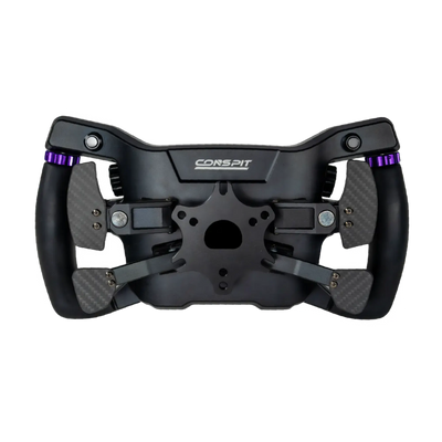 Conspit MAX 01 sim racing wheel with SimHub-compatible display and customizable RGB lighting for serious sim racers.