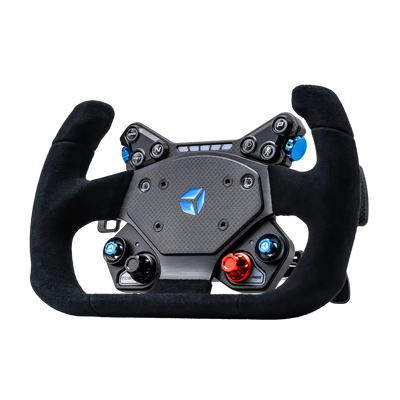 Cube Controls GT PRO V2 Zero racing wheel with suede grip, 298mm diameter, dual USB/Bluetooth connectivity, carbon fiber front plate.
