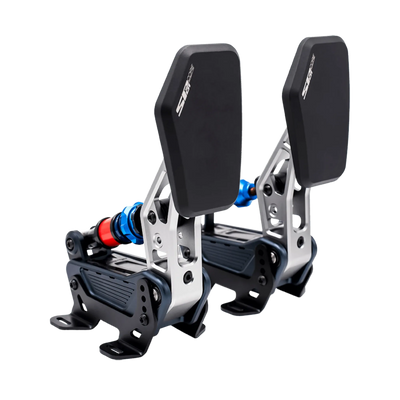 Cube Controls SP01 Core pedals with 200 kg load cell, CNC-machined aerospace aluminum, lightweight and durable design for racers.