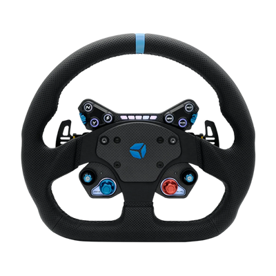 Cube Controls GT PRO V2 – Reparto Corse Perforowana kierownica wyścigowa z prawdziwej perforowanej skóry, widok z przodu.