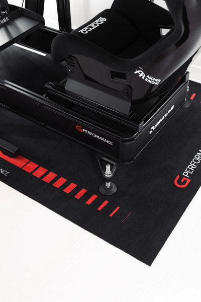 GPerformance SimRacing Carpet under simulator seat, non-slip surface, sound absorbing, 180x120cm, motorsport fan item, floor protection.