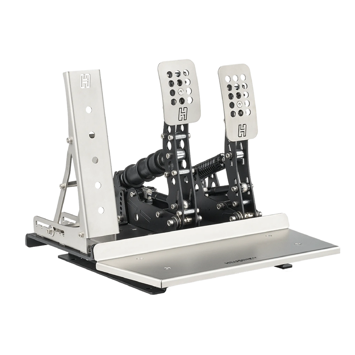 Heusinkveld Rest Pedal with double supports for footplate, offering comfort and adjustable positions for simulation driving.