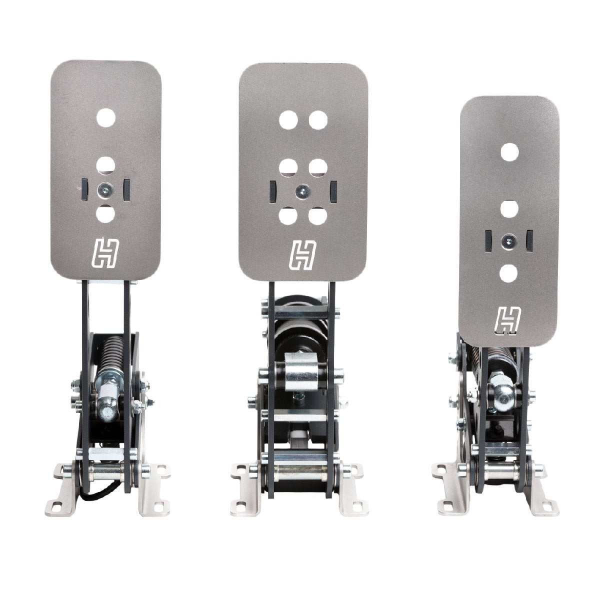 Imagine cu pedalele Heusinkveld Sprint, evidențiind pedalele de sim racing ajustabile și personalizabile, compatibile cu software-ul SmartControl.