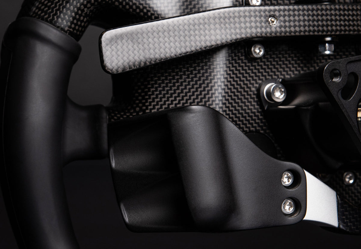 Sim-Lab Mercedes-AMG PETRONAS F1 Team sim racing steering wheel - carbon fiber main body and replicated hardware details
