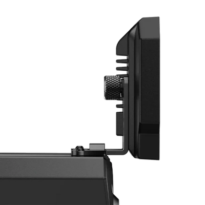 Side view of MOZA CM2 HD Racing Dashboard with 5-inch touchscreen and customizable UI for sim racing setups.