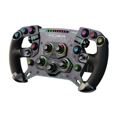 MOZA GS V2P GT Steering Wheel with carbon fiber front plate and magnetic paddles for sim racing.