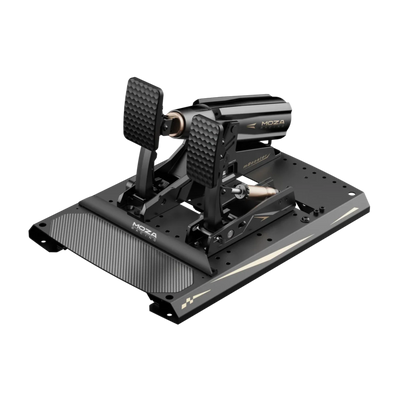 Moza mBooster Pedal Set (med CRP2 Throttle) med dobbelte 200KG load cell-sensorer og intelligent Force Feedback-system.