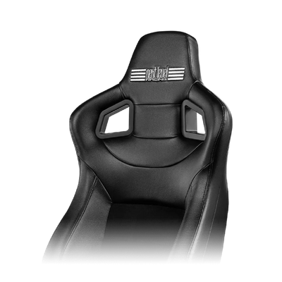 Das Next Level Racing GTSeat Add-on schwarzer GT-Rennsitz mit ergonomischem Design und atmungsaktivem Stoff für Simracer.