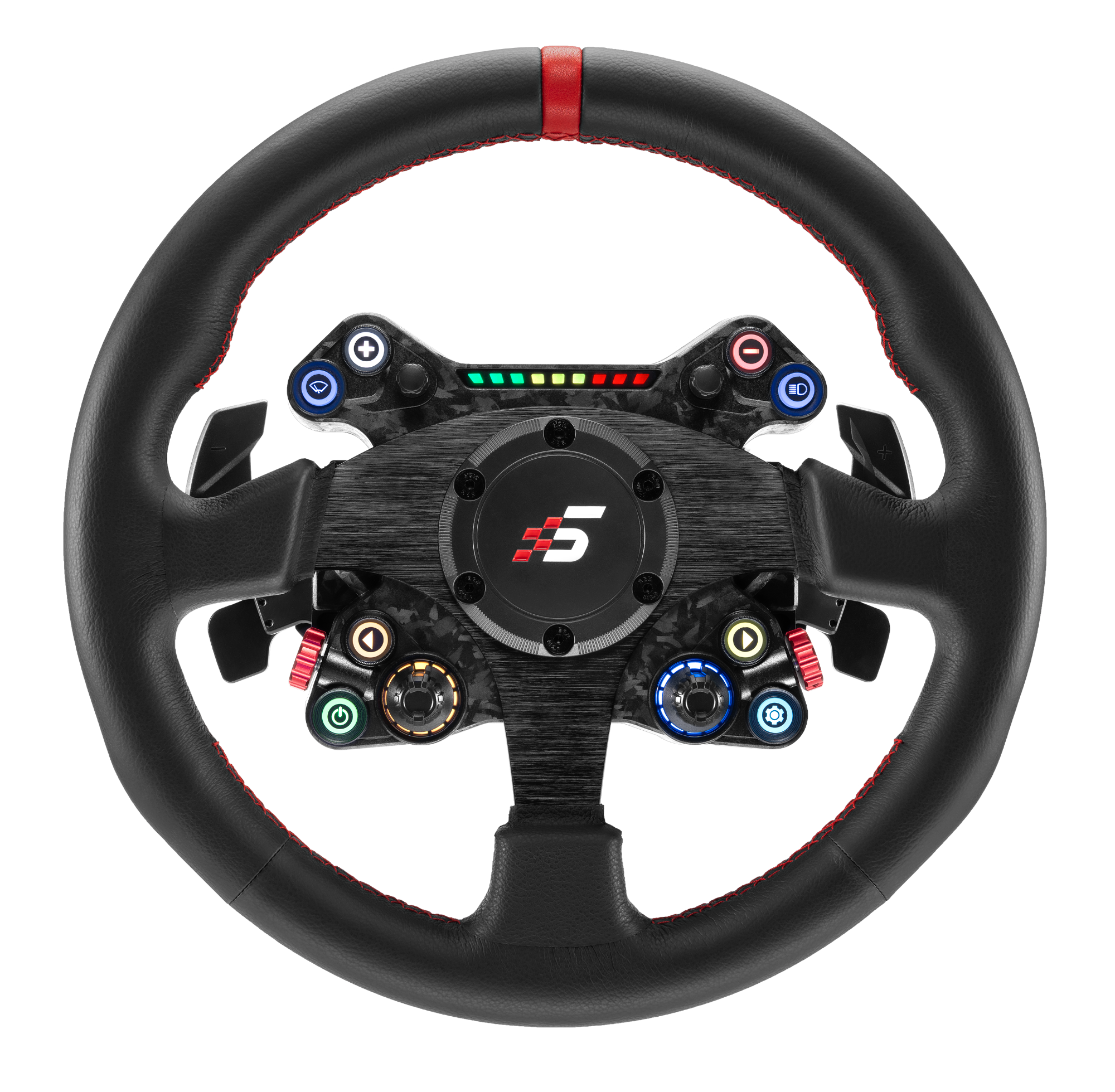 Simagic Neo X-330R classic 330 mm round steering wheel with genuine leather and red centering ring - front view