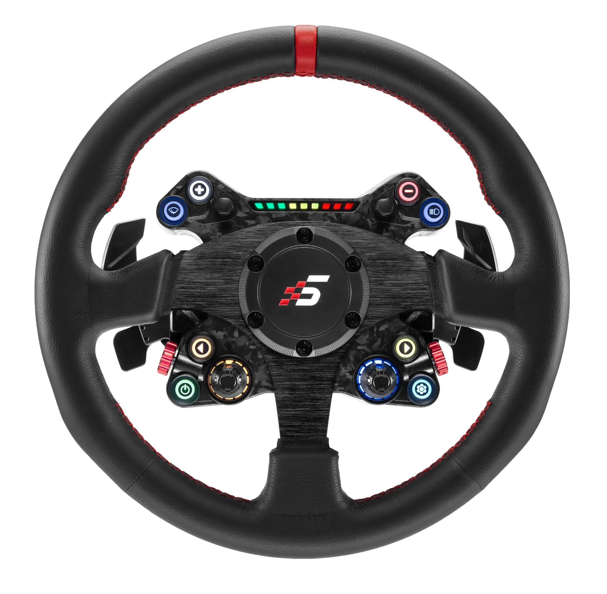 Simagic Neo X-330R classic 330 mm round steering wheel with genuine leather and red centering ring - front view