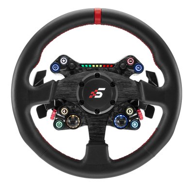 Simagic Neo X-330R classic 330 mm round steering wheel with genuine leather and red centering ring - front view