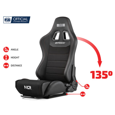 Next Level Racing ERS5 Elite Reclining Seat - PU Leather & Suede Edition with 135-degree recline angle and FIA logo