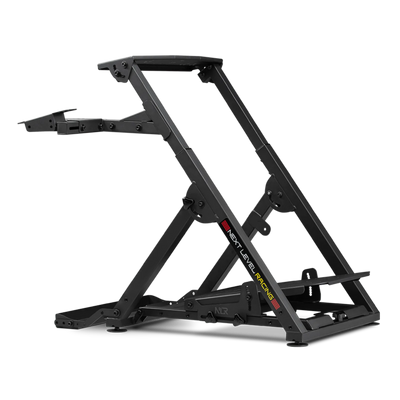 Next Level Racing Wheel Stand 2.0 con design pieghevole e telaio in acciaio regolabile per volanti e pedali entry-level.