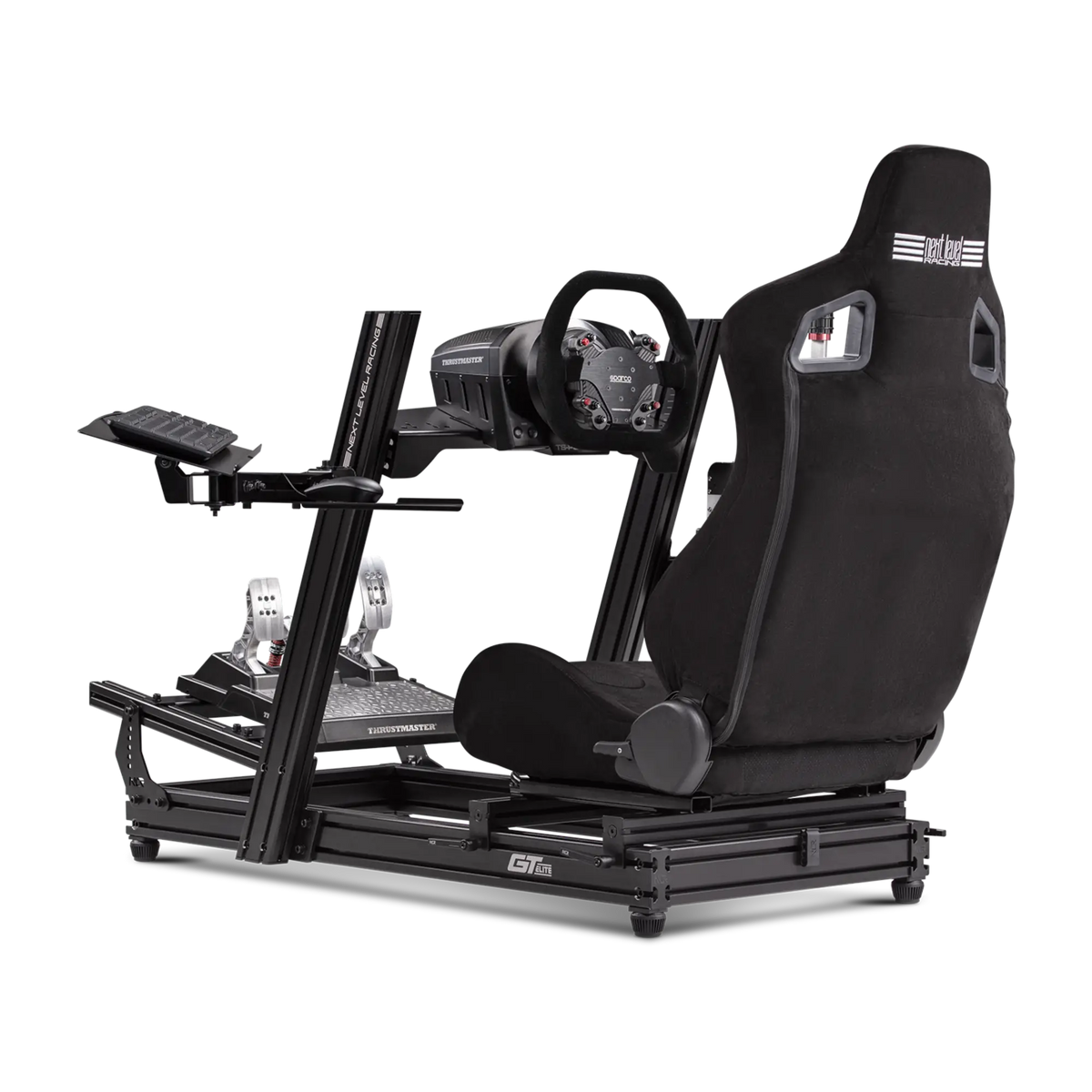 Plateau clavier et souris Next Level Racing GTElite monté sur un cockpit de la série Elite pour un accès ergonomique en sim racing.